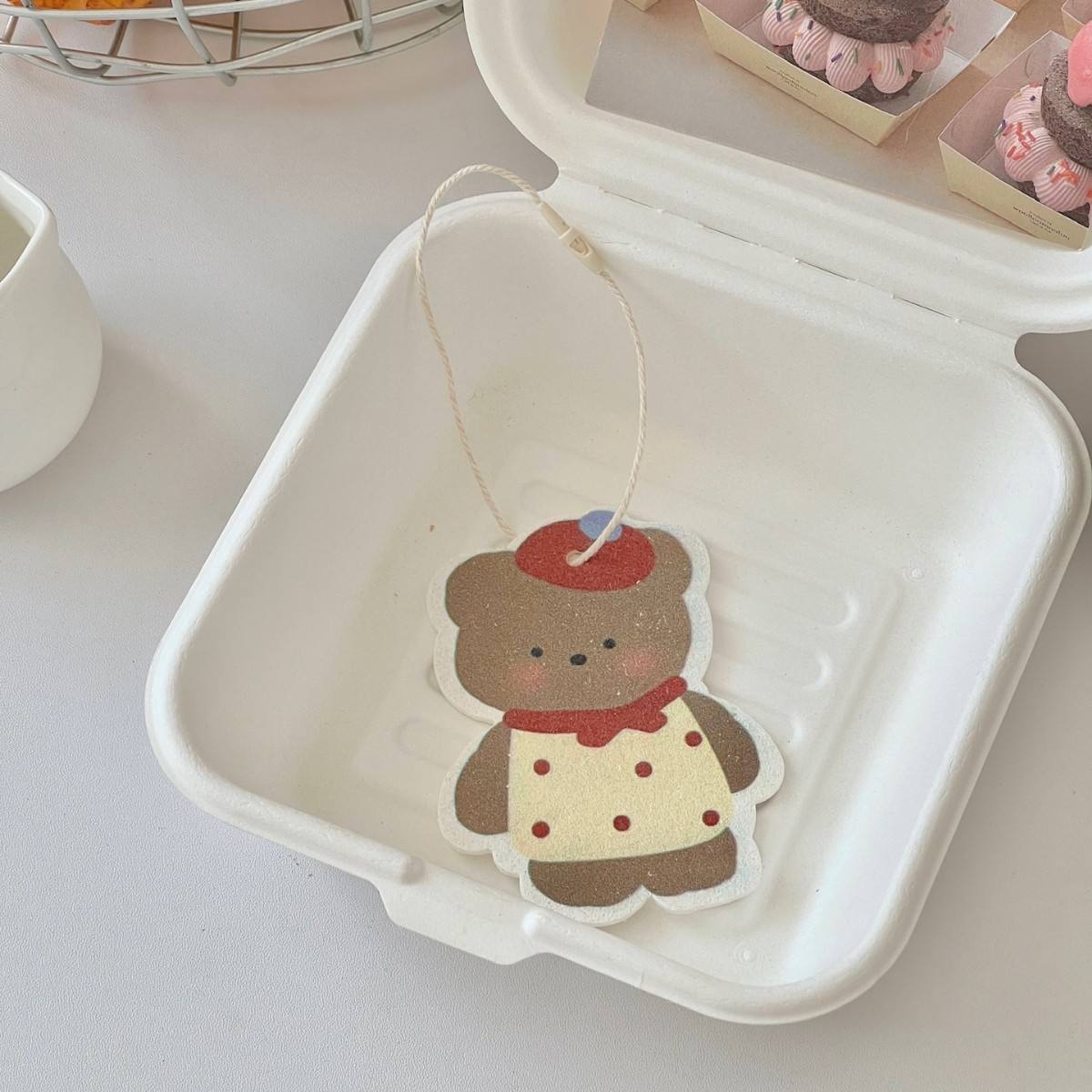 Wood pulp cotton red scarf bear