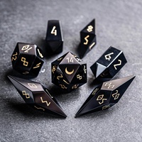 Nouveauté 2026 : Dés en obsidienne noire naturelle D&D avec gravure personnalisée, ensemble de dés géants DIY, pièce de jeu pour adultes, cadeau
