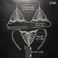 Ensemble de bikini et string de luxe sexy avec strass - Ensemble de chaînes de corps sexy pour boîtes de nuit - Ensembles soutien-gorge et culotte pour femmes