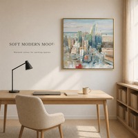 Peinture à l'huile 100% faite à la main sur toile, paysage urbain moderne sur mesure, texture urbaine, art mural pour galerie et décoration intérieure