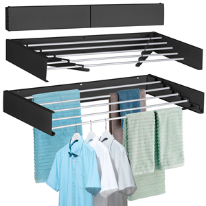 Household Wall Mounted Collapsible Clothes Drying Rack Hanger Retractable Space Saver Foldable <b>Laundry</b> Drying Rack - Product Image 1