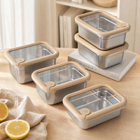 Edelstahl-Lunchbox mit Glasdeckel Bento-Box Mikrowellengeeignet Umweltfreundlich Individuelles Logo Mahlzeiten-Vorbereitung für Erwachsene Schule Picknick