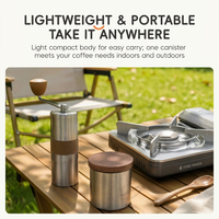 PURECOOK Boîte à café hermétique en acier inoxydable avec couvercle en bois, récipient scellé pour grains de café, thé, épices, rangement de cuisine