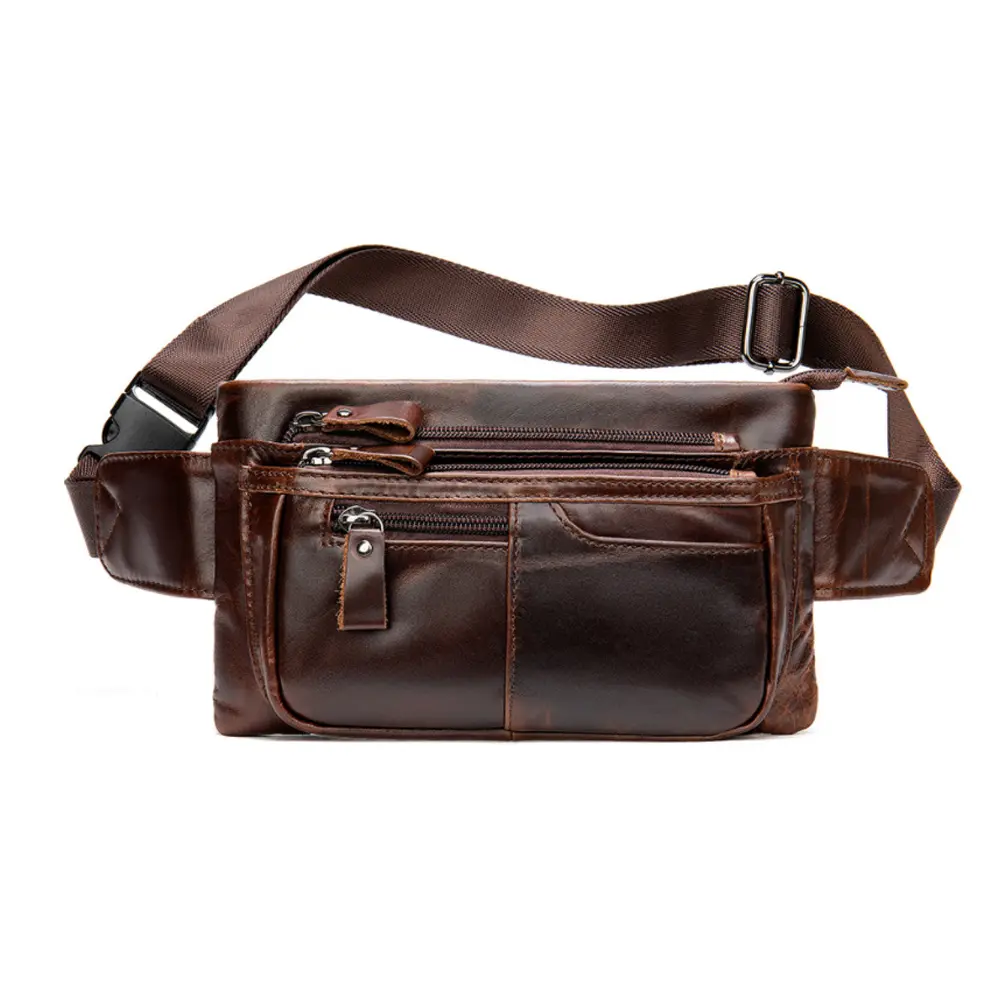 Genuine leather Cross Sling Waist Bag Small Shoulder Handbag Genuine Leather Casual Travel Messenger crossbody Mens Bag
