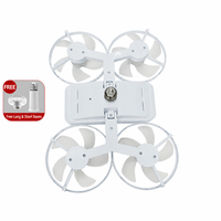 Ventilateur de plafond pliable à visser E27 avec 4 têtes de ventilateur, lampe LED, télécommande, 3 couleurs pour la maison, la chambre à coucher, l'appartement