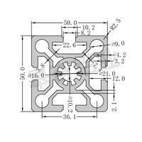 Profil 5050, profil d'extrusion en aluminium 6063, personnalisation de formes en aluminium extrudé industriel