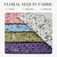 Tissu en denim 100 % coton perforé imprimé, broderie de sequins, tissu de mode personnalisé pour robe, jupe, vêtement femme, 330 GSM – Grande Vente