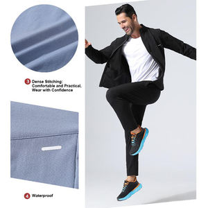 ชุดเสื้อแจ็คเก็ตกันลมผ้าไนลอนนิ่มสำหรับวิ่งกางเกงวอร์มผ้าไนลอน - Product Image 3