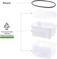 2-in-1 kleine plastic PP ecologische fruitcontainer met verwijderbare vergiet, lekvrij, voor koelkast, voorraadkast en keukenkast