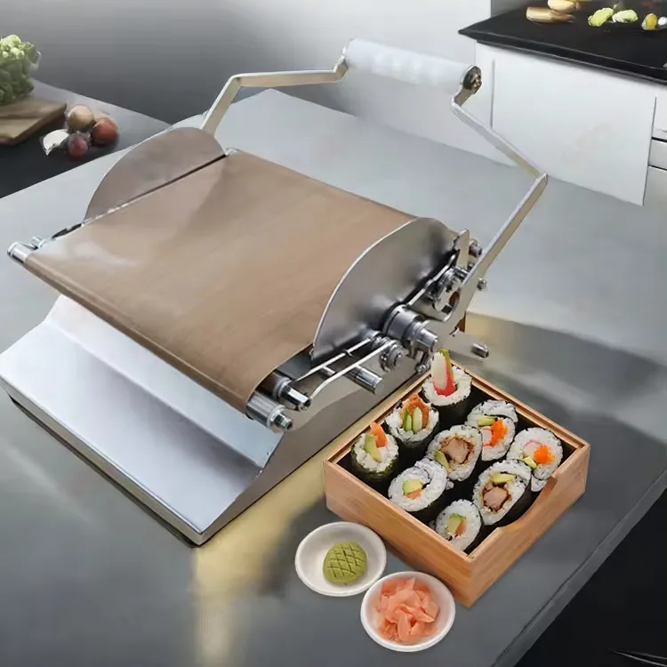 Innovatie Commerciële Snelle Manuele Sushi Rollende Machine Met Lage Kosten Eenvoudige Bediening 304 Sus Ronde Vierkante Rol Sushi Machine