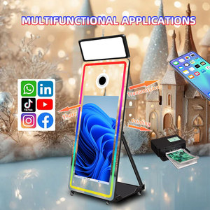With <b>Camera</b> and Printer Photobooth Kiosk Portable Slim Selfie Magic Mirror Photo Booth Touch Screen Led Frame - Product Image 3