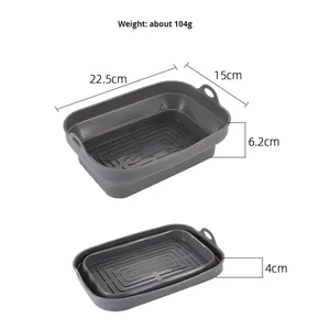 홍유 일회용 접이식 식품 등급 실리콘 에어프라이어 냄비 & 베이킹 팬 오븐용 2.5mm 두께 신형 직사각형 - Product Image 4