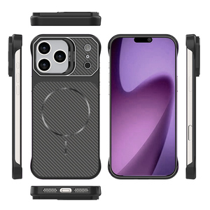 Funda Magnética <span class=keywords><strong>de</strong></span> Fibra <span class=keywords><strong>de</strong></span> Carbono sin Marco con Anillo Metálico para Cámara y Soporte, Carcasa Rígida <span class=keywords><strong>de</strong></span> PC para <span class=keywords><strong>iPhone</strong></span> 16 17 18 Pro Max - Product Image 6