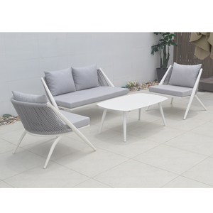 Nouvelle Arrivée - Ensemble de Mobilier de Jardin Extérieur en Aluminium avec Table Basse et Chaises en Corde Tressée - Product Image 2