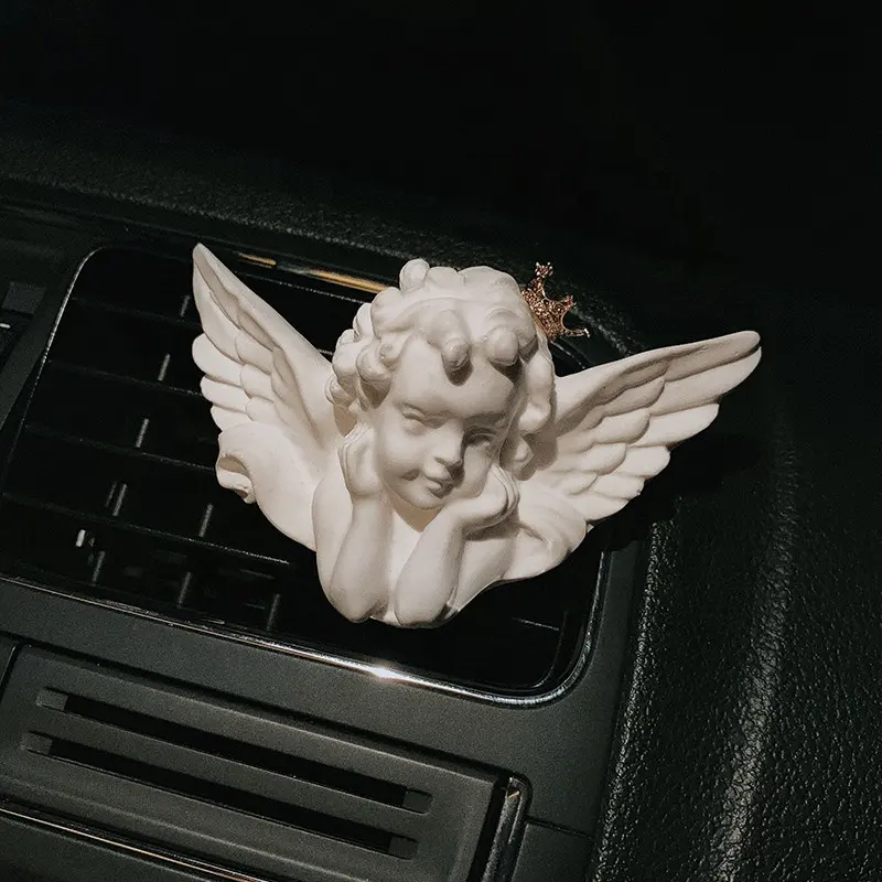 White Angel Shaped Car Vent Ceramic Aroma Stone Diffuser Air Freshener