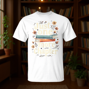 Camiseta floral con estampado de lectura de libros, con la frase 'Just One More Chapter', para profesores y amantes de los libros - Product Image 3