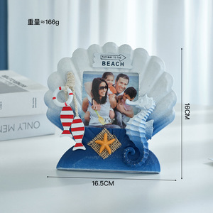 Phong Cách Địa Trung Hải 3 "Handmade <span class=keywords><strong>Nautical</strong></span> Bãi Biển Theo Chủ Đề Hình Ảnh Bằng Gỗ Khung Sò Sò Đồ Trang Trí Khung Ảnh Cho Mùa Hè - Product Image 3