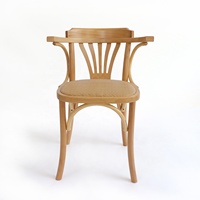 Chaise de salle à manger moderne en bois massif avec accoudoirs et dossier, structure en bois stable pour appartement, hôtel, bureau, maison