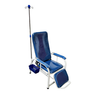 Chaise d'infusion Yizhuokang PHY01 bleue en métal avec support pour les jambes pour usage hospitalier - Product Image 4