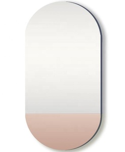 SWT 2026 Contemporary Hotel Vanity <strong>Mirror</strong> Colored <strong>Bathroom</strong> Pink Glass Tinted Floor Standing 4mm <strong>Silver</strong> Oval LED Light <strong>Mirror</strong> - Product Image 1