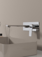 Robinet d'évier de salle de bain mural en laiton moderne Design classique avec noyau de valve en céramique Mélangeur de bassin d'eau chaude et froide