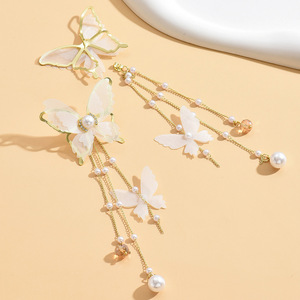 Kore Dantel İnci Kevlar Kaplama Kelebek Püsküllü Sarkıt Küpeler Kadınlar İçin Zarif - Product Image 3