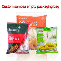Sac d'Emballage Flexible en Plastique Vide à Scellage Arrière 3 Côtés avec Impression Personnalisée pour Samosas Surgelés et Aliments Congelés, avec Fenêtre Transparente