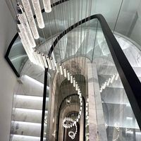 JYLIGHTING Lustre suspendu en cristal en spirale moderne personnalisé pour plafond haut, luminaire pour escalier, villa, hôtel