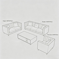 Modernes Hellgraues Kanalgestepptes Sofa-Set aus Kunstleder mit Farbenfrohen Kissen für Hotel- und Villen-Wohnzimmermöbel