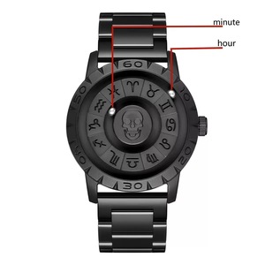 Orologio da Polso al Quarzo Eutour E025 da Uomo, Sportivo e alla Moda, con Cinturino in Acciaio Inossidabile, Scheletro Teschio, Numeri Romani Arcobaleno e Sfera Magnetica - Product Image 1