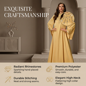 ชุดเดรสอิสลามประดับลูกปัดสำหรับผู้หญิง แขนกว้าง สำหรับงานทางการ ผู้ผลิต OEM - Product Image 3