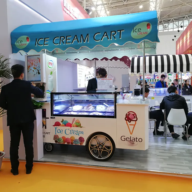 Carrello del gelato del carrello dell'alimento dei chioschi refrigerati congelatore del triciclo del gelato/furgone commerciale del gelato del congelatore