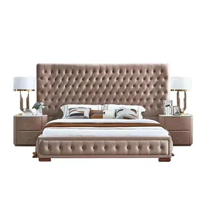 Eropa Kamar Tidur Furniture Set Pink Modern Queen Tempat Tidur Ukuran Raja Mewah Tidur