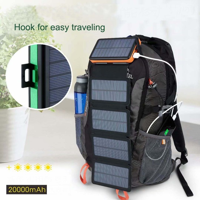Solar Power Bank 20000mah Type-C High Capacity Solar Panel Power Bank IP66 Fast Charging Portable Power Bank Solar
