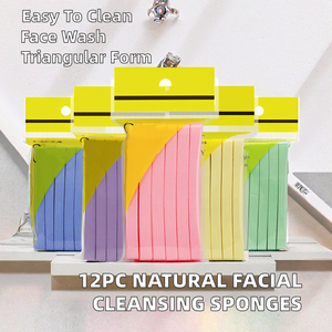 Pack de 12 éponges triangulaires en cellulose compressée naturelle, écologiques, pour le <span class=keywords><strong>shampoing</strong></span>, le nettoyage du visage et le démaquillage - Product Image 2