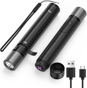 Nouvelle lampe torche de défense personnelle à double arc, laser blanc, haute luminosité, multi-modes, rechargeable USB-C, allume-cigare - Product Image 1