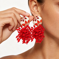 Anting Bunga Fashion Terbaru, Anting Mewah Bentuk Tidak Beraturan, Anting Harian Berhias Manik-Manik, Anting Gantung Bunga Enamel untuk Wanita
