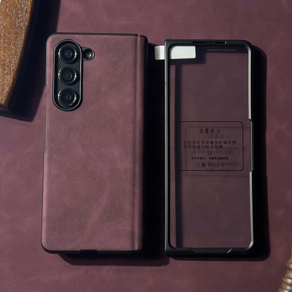 เคสหน้ากระจกนิรภัย HD - สีแดงพลัมแกะบาบี้ - แม่เหล็กตรงกลาง
