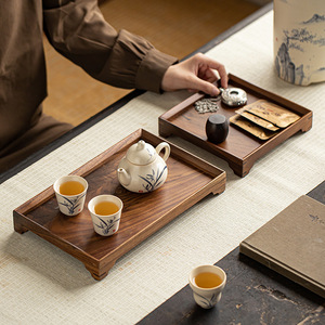 Bandeja de Té de Madera de Nogal Estilo Chino, Rectangular, de Madera Maciza, Soporte de Almacenamiento para Set de Té Kung Fu, Accesorio para Té de la Tarde - Product Image 2