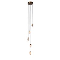 Lustre LED en cristal naturel de luxe, CRI 90, blanc chaud, moderne, pour longue escalier, hall d'hôtel, villa, foyer