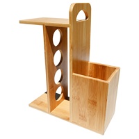 Étagère à épices en bambou au design unique, porte-ustensiles, organisateur de comptoir autoportant pour bocaux, couverts, cuillères