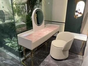 Table basse, table d'appoint, table à thé, décoration murale en dalle de pierre d'onyx rose naturel, moderne, polie, écologique, translucide, pour hall - Product Image 5