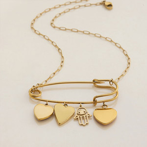 Colliers et pendentifs en acier inoxydable 316L plaqué or 14K et 18K PVD, bijoux fins pour femmes, avec fermoir à clip. - Product Image 4