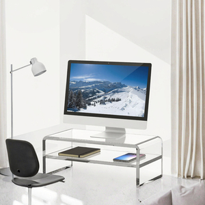 Hai lớp trong suốt <span class=keywords><strong>Acrylic</strong></span> PMMA Màn hình máy tính Riser văn phòng hiện đại hiển thị giá tiết kiệm không gian máy tính xách tay đứng cho văn phòng sử dụng - Product Image 3