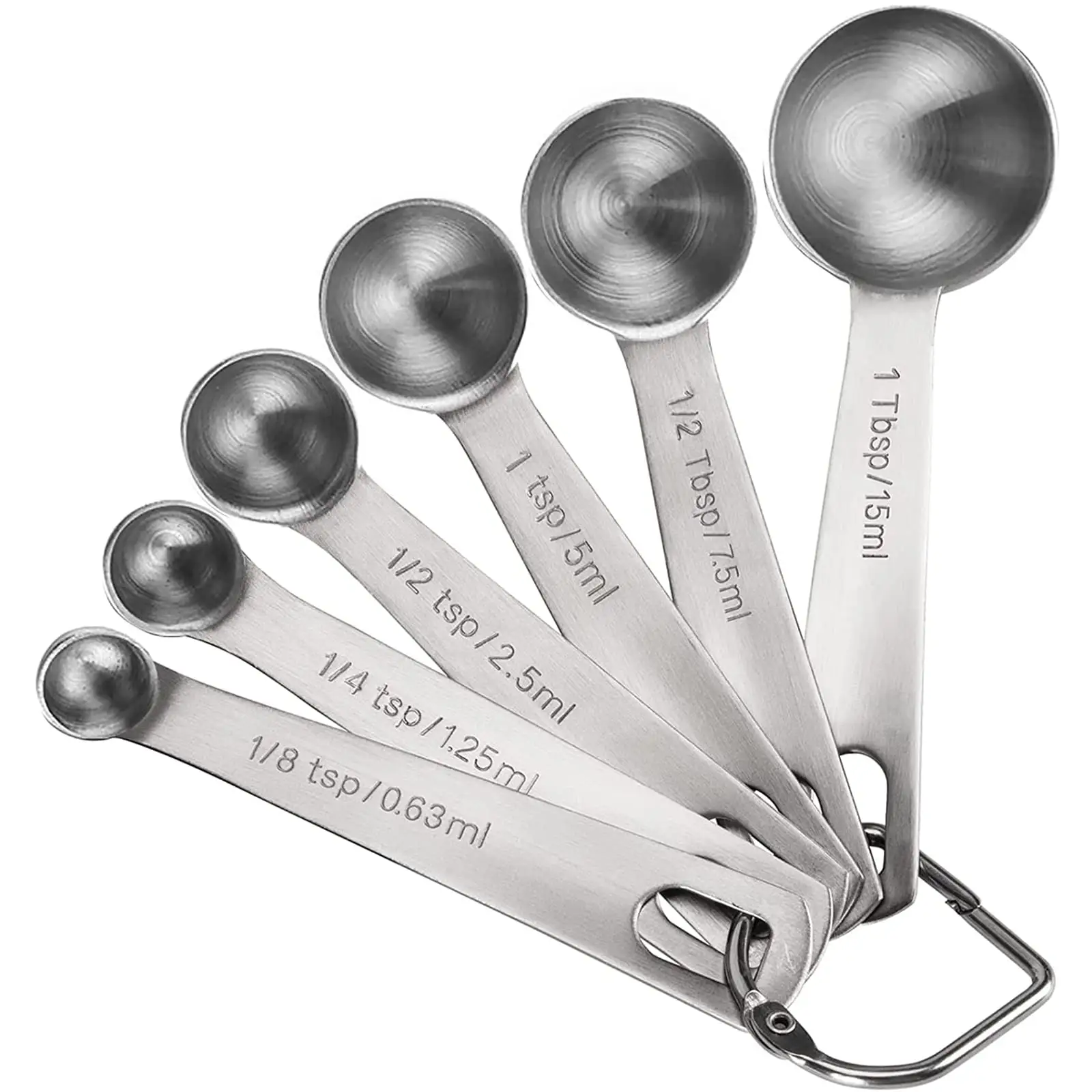 Cuchara pequeña con logotipo personalizado, minitazas y cucharas medidoras de cocina de peso de acero inoxidable metálico para hornear