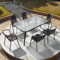Ensemble de meubles de patio extérieur, structure en fer, table et chaises en rotin PE, pour maison de thé, cour, jardin, balcon, résistant aux intempéries