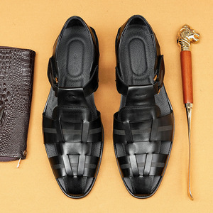 Summer genuine <b>leather</b> <b>sandals</b> <b>for</b> <b>men</b>, hand-woven <b>leather</b> shoes - Product Image 1