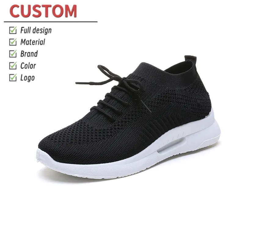 Upper Comfortable Stylish Running Sneakers Sports Shoes Hot Sale Knitted for Women Cotton Fabric Summer Shoes Women Ladies Girl
