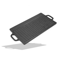 Double Grill à design réversible en fonte, 50cm, poêle à frire antiadhésive, poêle à brochettes