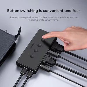 Ugreen <span class=keywords><strong>VGA</strong></span> สวิตช์ KVM 4 in 1 Out 4พอร์ต USB กล่องสวิตช์ KVM รองรับจอแสดงผล1920*1440 60Hz สำหรับพีซีจอภาพทีวี - Product Image 5